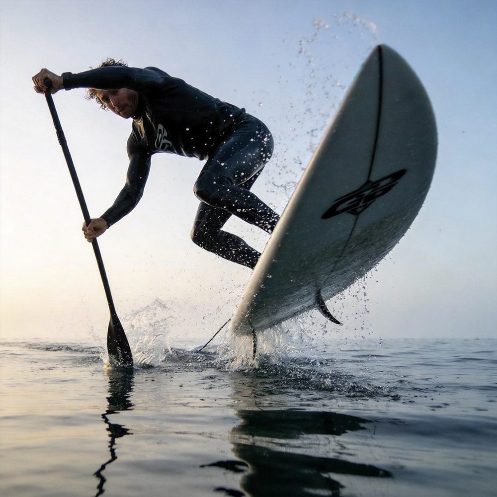 The performance board turning on open water